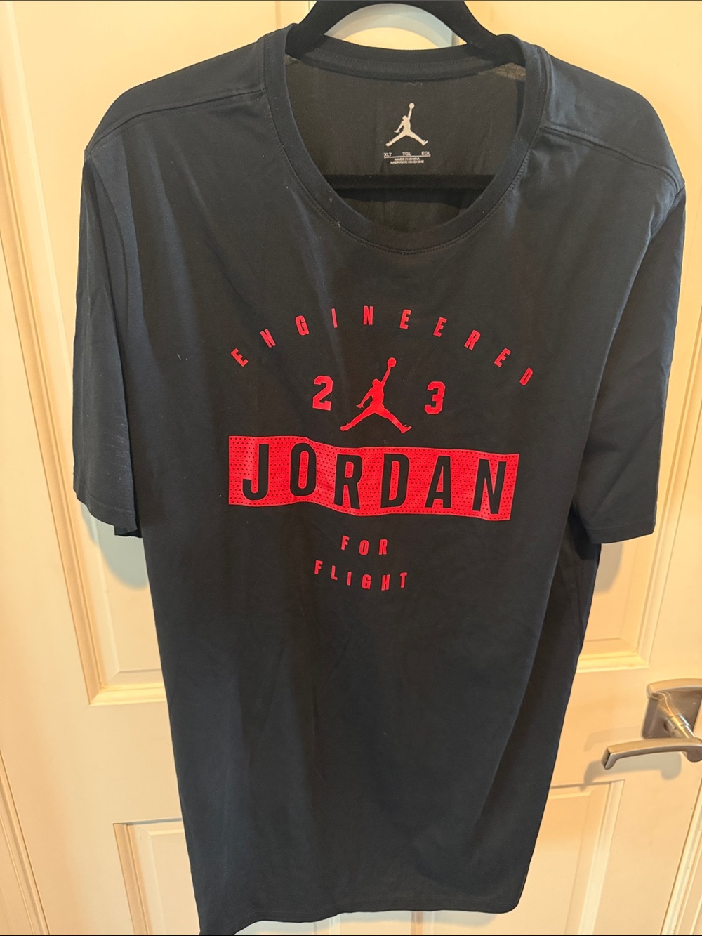 Jordan Black Short Sleeve Tee with Red Logo Graphic